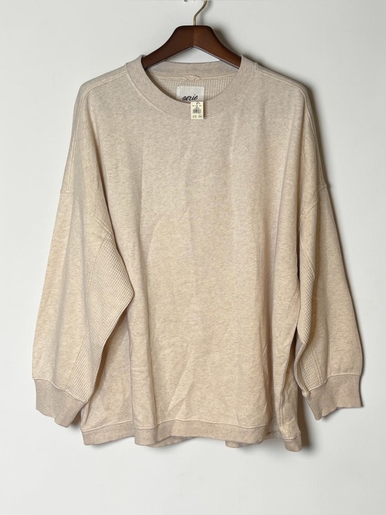 aerie Tops - NWT Aerie Real Good Waffle Knit Accent Oversized Crewneck Sweatshirt Cream XXL